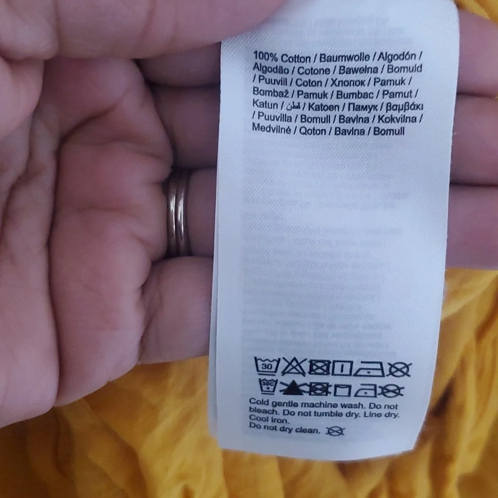 Vero Moda Yellow Button Up Square Neck Cotton Dress Size M Fall/Spring/Summer - Picture 8 of 9
